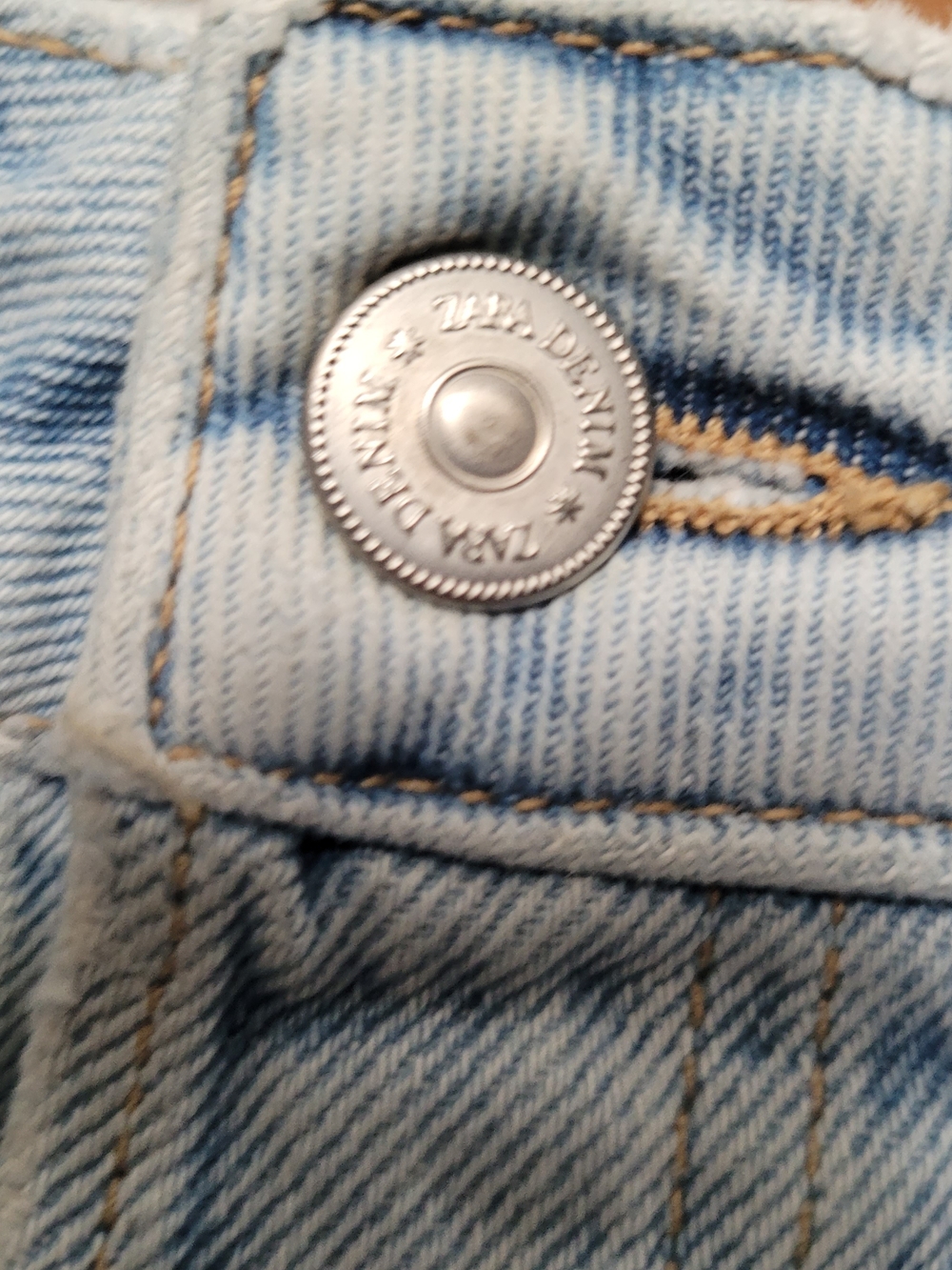 Zara Denim Jeans Straight Leg High Waisted Button Up Raw Hem Light Distressed 8 - Picture 4 of 14